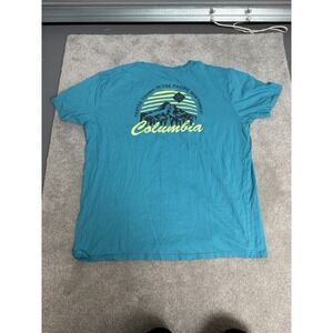 Columbia Mens 2XL T Shirt Blue Tested Tough in Pacific Northwest Graphic